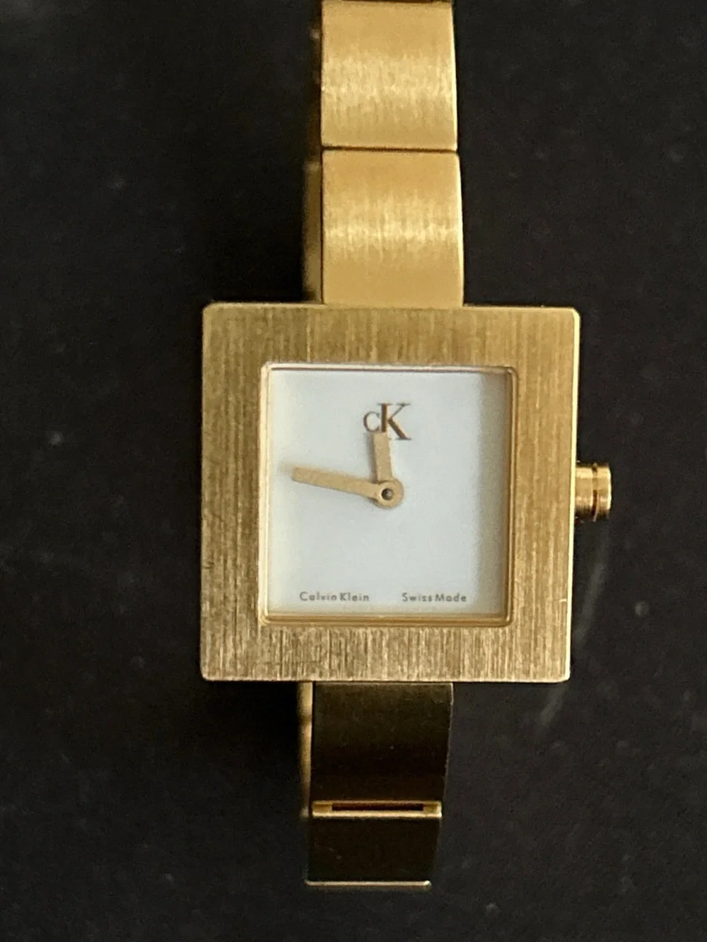 Calvin Klein Gold Square Bracelet Watch with White Dial
